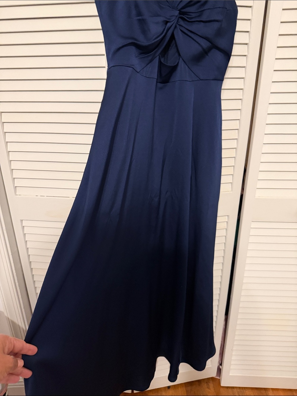 Aidan Mattox Navy Twist-Front Maxi Dress - Picture 3 of 6